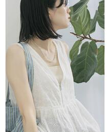 カットワークレースベスト