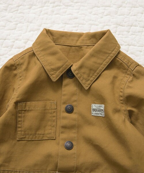 BRANSHES（ブランシェス）の「デニム/ツイルカバーオール（ロンパース・キッズ・ネイビー/キャメル・80）」の10枚目の写真