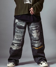 Theater code(VA^[R[h)Damage print design curved denim/_[WvgfUC J[ufj(fjpc)
