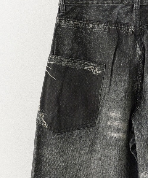 Theater code（シアターコード）の「Damage print design curved denim/ダメージプリントデザイン カーブデニムメンズ（デニムパンツ・メンズ・ブラック・M/L）」の8枚目の写真