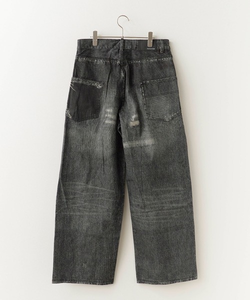 Theater code（シアターコード）の「Damage print design curved denim/ダメージプリントデザイン カーブデニムメンズ（デニムパンツ・メンズ・ブラック・M/L）」の2枚目の写真