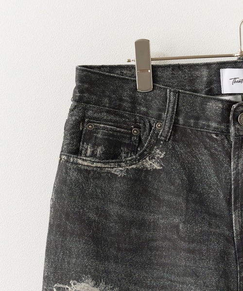 Theater code（シアターコード）の「Damage print design curved denim/ダメージプリントデザイン カーブデニムメンズ（デニムパンツ・メンズ・ブラック・M/L）」の4枚目の写真