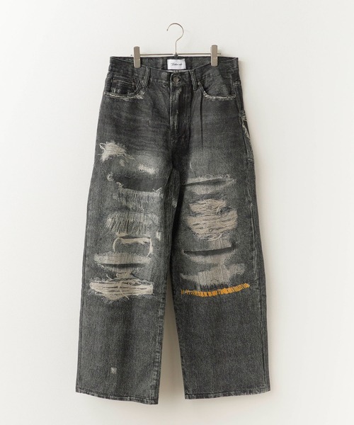 Theater code（シアターコード）の「Damage print design curved denim/ダメージプリントデザイン カーブデニムメンズ（デニムパンツ・メンズ・ブラック・M/L）」の12枚目の写真