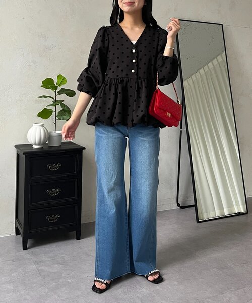 prose verse（プロズヴェール）の「ウエストゴムストレッチセミフレアデニム（デニムパンツ・レディース・インディゴブルー/サックスブルー/ブルー・PL/PM/LARGE/MEDIUM）」の10枚目の写真