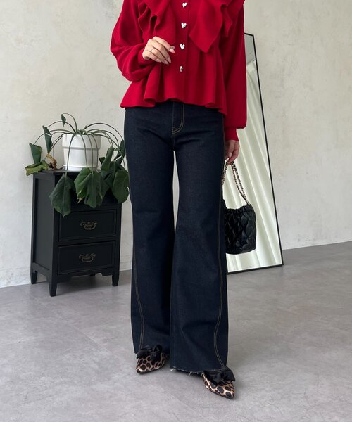 prose verse（プロズヴェール）の「ウエストゴムストレッチセミフレアデニム（デニムパンツ・レディース・インディゴブルー/サックスブルー/ブルー・PL/PM/LARGE/MEDIUM）」の15枚目の写真