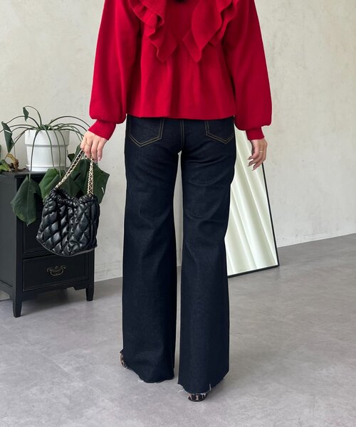 prose verse（プロズヴェール）の「ウエストゴムストレッチセミフレアデニム（デニムパンツ・レディース・インディゴブルー/サックスブルー/ブルー・PL/PM/LARGE/MEDIUM）」の18枚目の写真