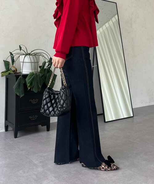 prose verse（プロズヴェール）の「ウエストゴムストレッチセミフレアデニム（デニムパンツ・レディース・インディゴブルー/サックスブルー/ブルー・PL/PM/LARGE/MEDIUM）」の19枚目の写真