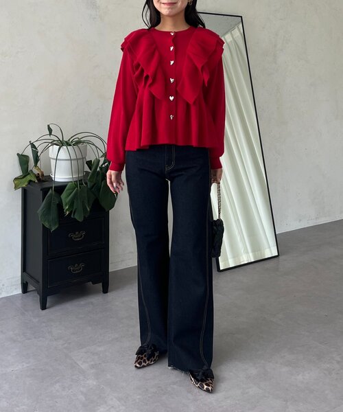 prose verse（プロズヴェール）の「ウエストゴムストレッチセミフレアデニム（デニムパンツ・レディース・インディゴブルー/サックスブルー/ブルー・PL/PM/LARGE/MEDIUM）」の22枚目の写真