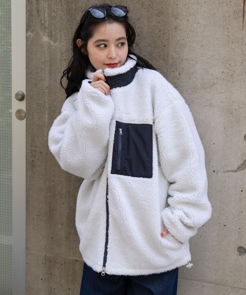 WEGO（ウィゴー）の「WEGO/【25年秋冬新作】ボアブルゾン（ブルゾン・メンズ・ベージュ/ブラック/オフホワイト・SMALL/MEDIUM/LARGE）」の2枚目の写真