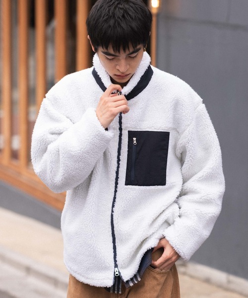 WEGO（ウィゴー）の「WEGO/【25年秋冬新作】ボアブルゾン（ブルゾン・メンズ・ベージュ/ブラック/オフホワイト・SMALL/MEDIUM/LARGE）」の15枚目の写真