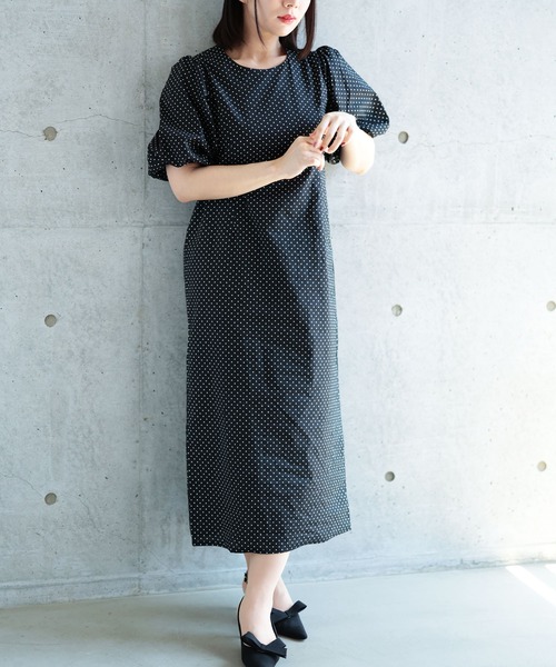 Ruwan yu(ルワンユー)の「パフスリーブドットワンピース【大きいサイズ対応】(ワンピース・レディース・ブラック・L/LL/3L/4L)」の16枚目の写真