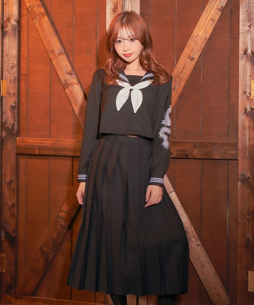 コスプレ 制服 かわいい セーラー服 スケバン風 長袖 体型カバー