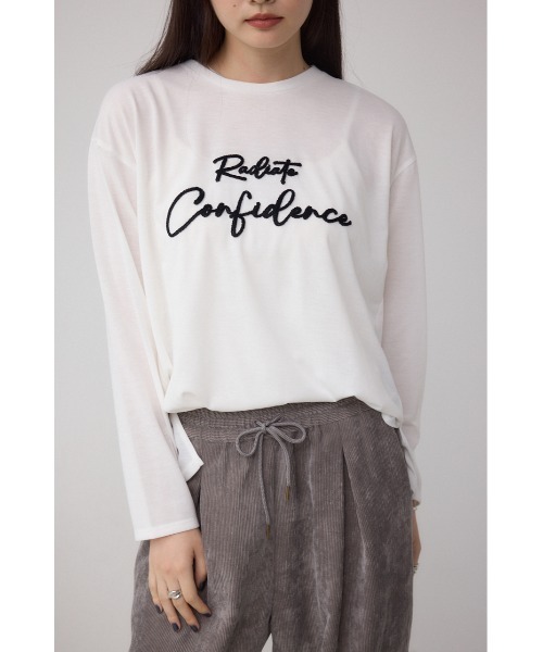 AZUL by moussy(アズールバイマウジー)の「シシュウロゴロングスリーブTシャツ(Tシャツ/カットソー・レディース・ブラック/ライトグレー/ホワイト・FREE)」の16枚目の写真