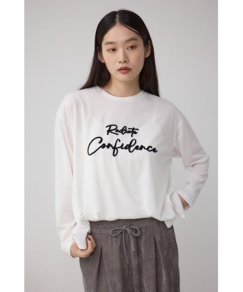 AZUL by moussy(アズールバイマウジー)の「シシュウロゴロングスリーブTシャツ(Tシャツ/カットソー・レディース・ブラック/ライトグレー/ホワイト・FREE)」の18枚目の写真