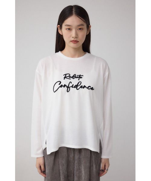 AZUL by moussy(アズールバイマウジー)の「シシュウロゴロングスリーブTシャツ(Tシャツ/カットソー・レディース・ブラック/ライトグレー/ホワイト・FREE)」の20枚目の写真
