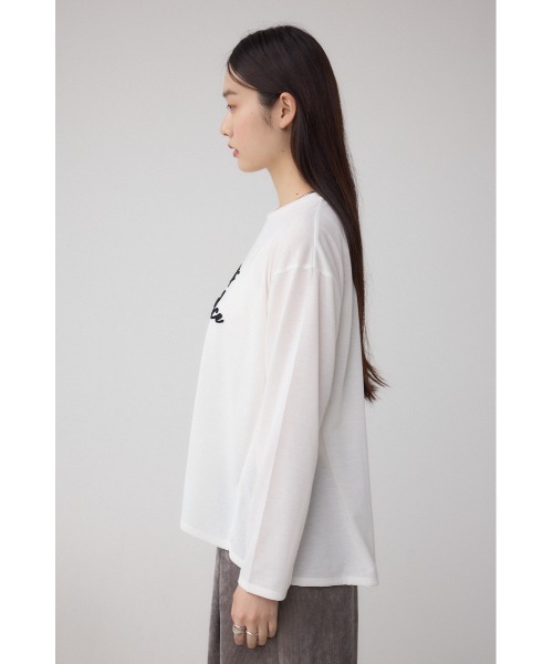 AZUL by moussy(アズールバイマウジー)の「シシュウロゴロングスリーブTシャツ(Tシャツ/カットソー・レディース・ブラック/ライトグレー/ホワイト・FREE)」の4枚目の写真