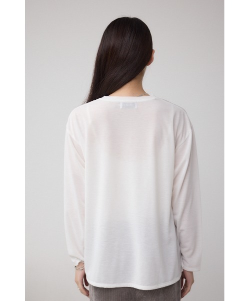 AZUL by moussy(アズールバイマウジー)の「シシュウロゴロングスリーブTシャツ(Tシャツ/カットソー・レディース・ブラック/ライトグレー/ホワイト・FREE)」の5枚目の写真
