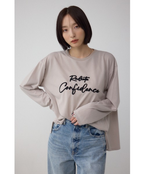 AZUL by moussy(アズールバイマウジー)の「シシュウロゴロングスリーブTシャツ(Tシャツ/カットソー・レディース・ブラック/ライトグレー/ホワイト・FREE)」の21枚目の写真