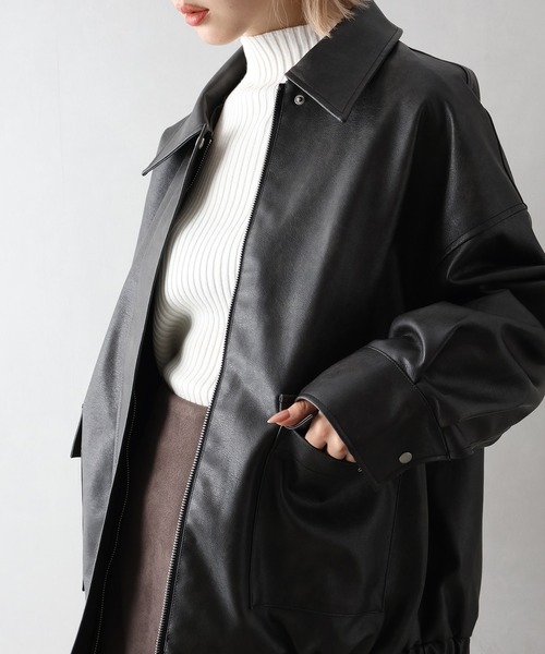 SpRay（スプレイ）の「ヴィンテージレザーZIPブルゾン（ブルゾン・レディース・ブラック/ブラウン/ブラック×ブラック・FREE）」の5枚目の写真