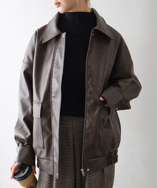 SpRay（スプレイ）の「ヴィンテージレザーZIPブルゾン（ブルゾン・レディース・ブラック/ブラウン/ブラック×ブラック・FREE）」の8枚目の写真