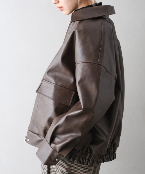 SpRay（スプレイ）の「ヴィンテージレザーZIPブルゾン（ブルゾン・レディース・ブラック/ブラウン/ブラック×ブラック・FREE）」の11枚目の写真