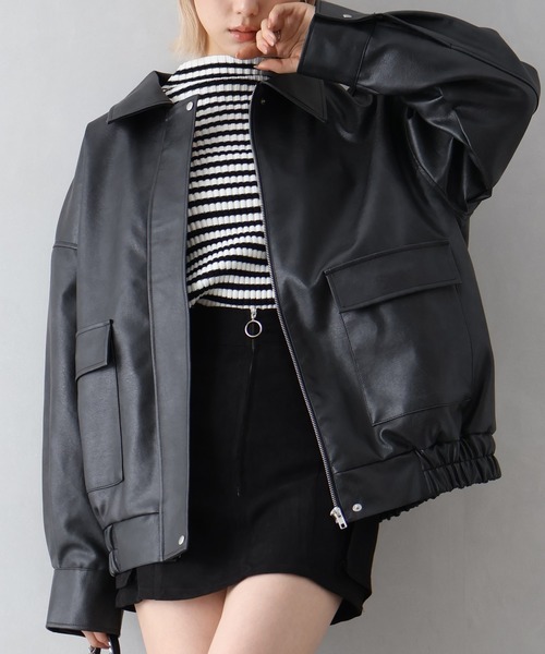 SpRay（スプレイ）の「ヴィンテージレザーZIPブルゾン（ブルゾン・レディース・ブラック/ブラウン/ブラック×ブラック・FREE）」の14枚目の写真