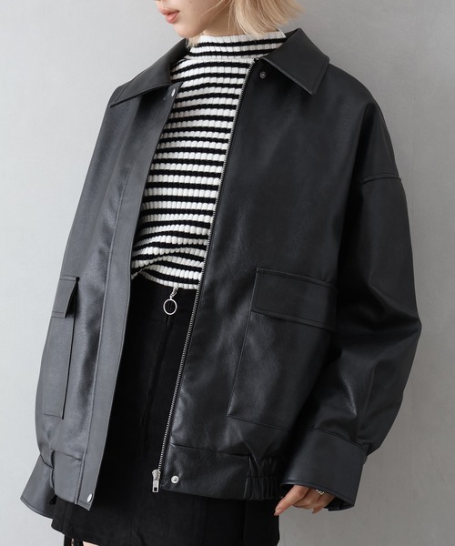 SpRay（スプレイ）の「ヴィンテージレザーZIPブルゾン（ブルゾン・レディース・ブラック/ブラウン/ブラック×ブラック・FREE）」の16枚目の写真