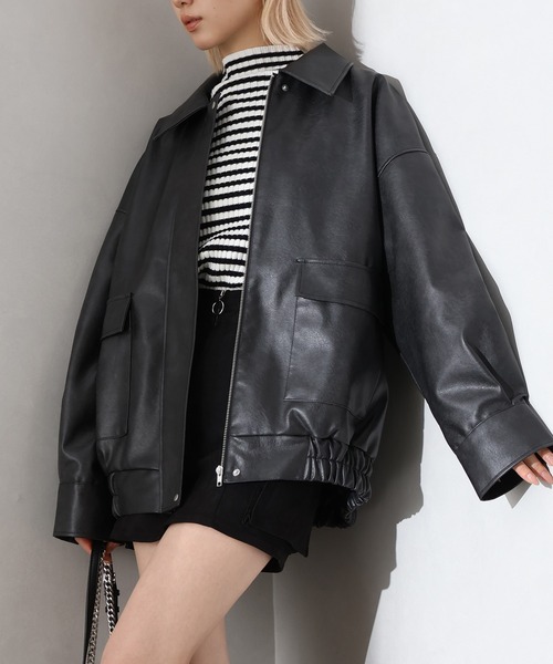 SpRay（スプレイ）の「ヴィンテージレザーZIPブルゾン（ブルゾン・レディース・ブラック/ブラウン/ブラック×ブラック・FREE）」の17枚目の写真