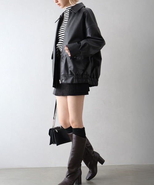 SpRay（スプレイ）の「ヴィンテージレザーZIPブルゾン（ブルゾン・レディース・ブラック/ブラウン/ブラック×ブラック・FREE）」の18枚目の写真