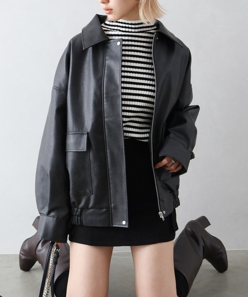 SpRay（スプレイ）の「ヴィンテージレザーZIPブルゾン（ブルゾン・レディース・ブラック/ブラウン/ブラック×ブラック・FREE）」の19枚目の写真