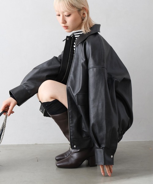 SpRay（スプレイ）の「ヴィンテージレザーZIPブルゾン（ブルゾン・レディース・ブラック/ブラウン/ブラック×ブラック・FREE）」の20枚目の写真