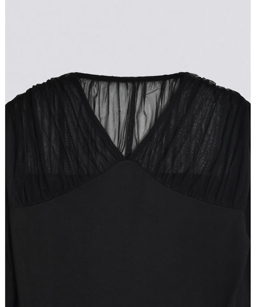 kiehtova(キエトヴァ)の「【kiehtova】TULLE DOCKING TOPS/チュール ドッキング トップス(Tシャツ/カットソー・レディース・アイボリー/ブラック/グレー・FREE)」の13枚目の写真