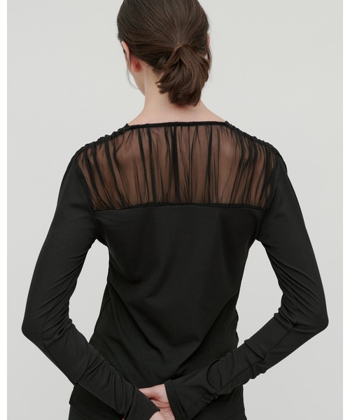 kiehtova(キエトヴァ)の「【kiehtova】TULLE DOCKING TOPS/チュール ドッキング トップス(Tシャツ/カットソー・レディース・アイボリー/ブラック/グレー・FREE)」の9枚目の写真