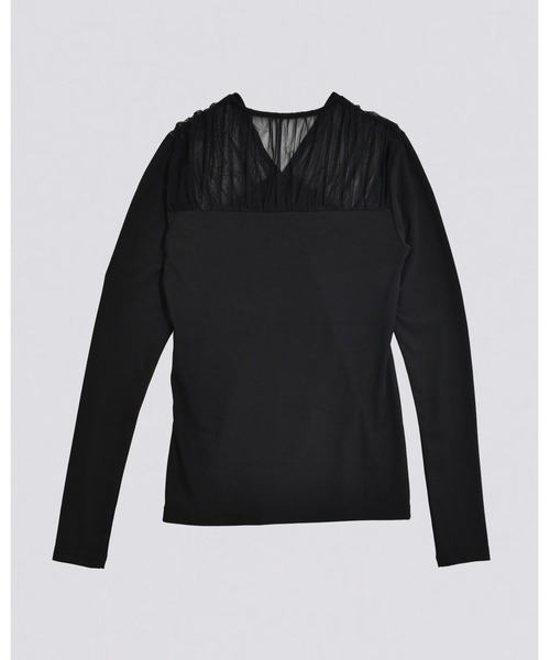 kiehtova(キエトヴァ)の「【kiehtova】TULLE DOCKING TOPS/チュール ドッキング トップス(Tシャツ/カットソー・レディース・アイボリー/ブラック/グレー・FREE)」の10枚目の写真