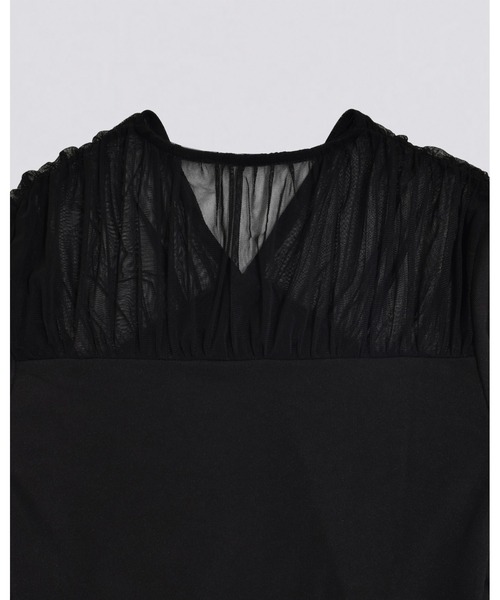 kiehtova(キエトヴァ)の「【kiehtova】TULLE DOCKING TOPS/チュール ドッキング トップス(Tシャツ/カットソー・レディース・アイボリー/ブラック/グレー・FREE)」の12枚目の写真