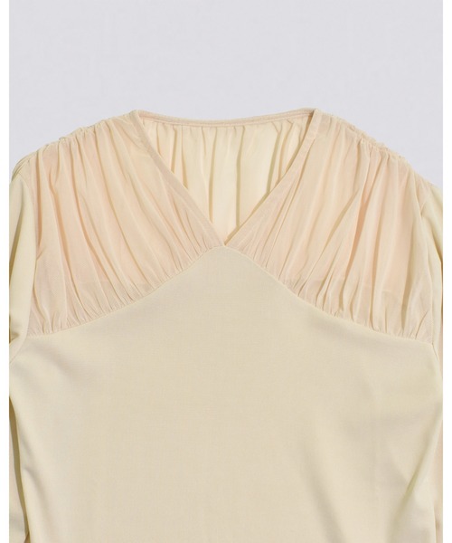 kiehtova(キエトヴァ)の「【kiehtova】TULLE DOCKING TOPS/チュール ドッキング トップス(Tシャツ/カットソー・レディース・アイボリー/ブラック/グレー・FREE)」の6枚目の写真