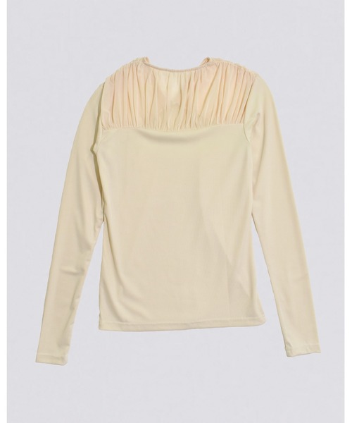 kiehtova(キエトヴァ)の「【kiehtova】TULLE DOCKING TOPS/チュール ドッキング トップス(Tシャツ/カットソー・レディース・アイボリー/ブラック/グレー・FREE)」の5枚目の写真