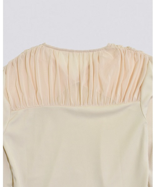 kiehtova(キエトヴァ)の「【kiehtova】TULLE DOCKING TOPS/チュール ドッキング トップス(Tシャツ/カットソー・レディース・アイボリー/ブラック/グレー・FREE)」の7枚目の写真