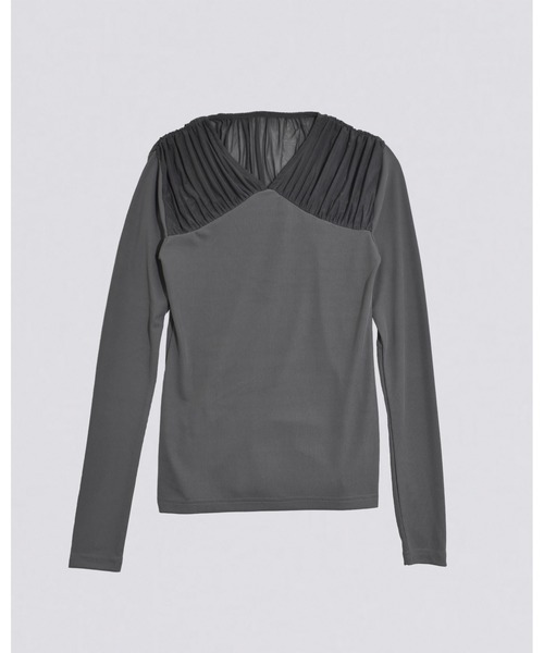 kiehtova(キエトヴァ)の「【kiehtova】TULLE DOCKING TOPS/チュール ドッキング トップス(Tシャツ/カットソー・レディース・アイボリー/ブラック/グレー・FREE)」の17枚目の写真