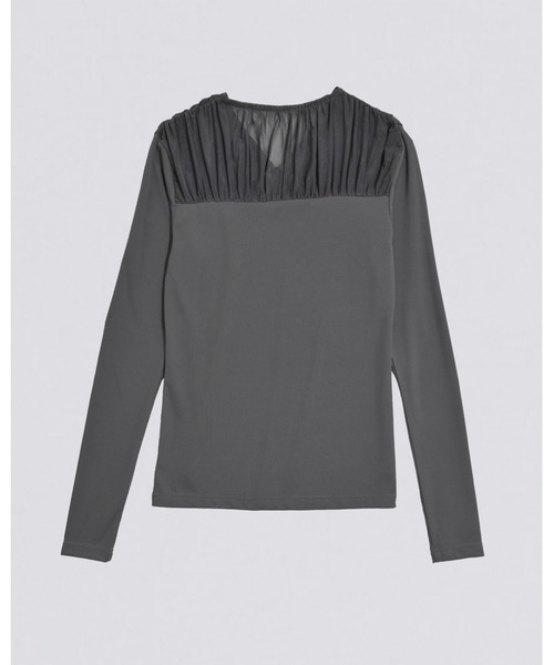 kiehtova(キエトヴァ)の「【kiehtova】TULLE DOCKING TOPS/チュール ドッキング トップス(Tシャツ/カットソー・レディース・アイボリー/ブラック/グレー・FREE)」の16枚目の写真