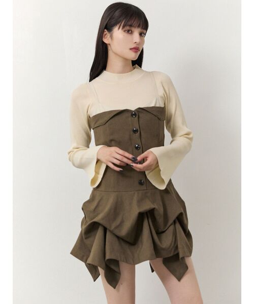 MURUA タックバルーンミニジャンスカ ブラックキャミワンピース セール】タックバルーンミニジャンスカ（ワンピース）｜MURUA