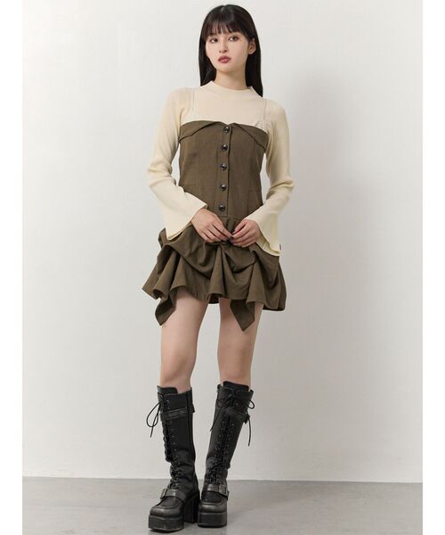 MURUA タックバルーンミニジャンスカ ブラックキャミワンピース セール】タックバルーンミニジャンスカ（ワンピース）｜MURUA