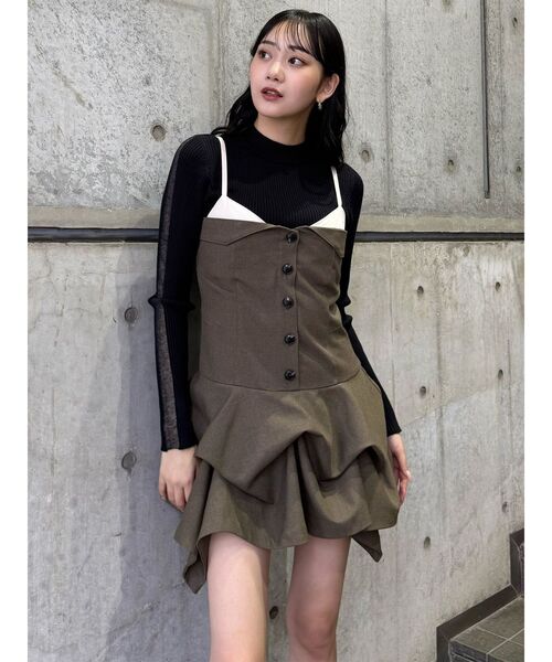 MURUA タックバルーンミニジャンスカ ブラックキャミワンピース セール】タックバルーンミニジャンスカ（ワンピース）｜MURUA