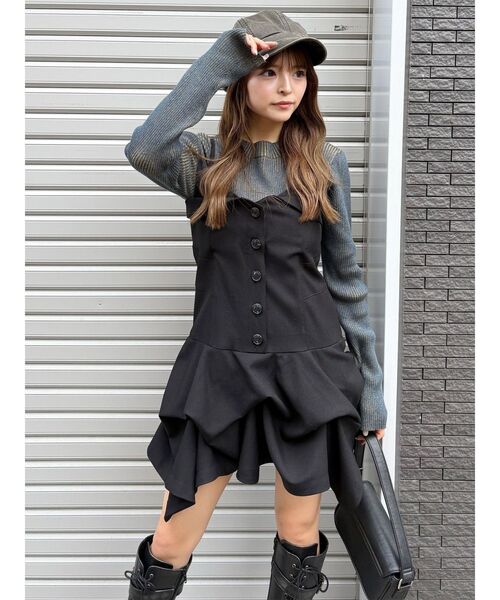 MURUA(ムルーア)の「タックバルーンミニジャンスカ(ワンピース・レディース・ブラウン/ブラック・FREE)」の22枚目の写真