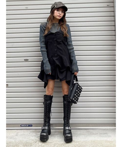 MURUA（ムルーア）の「タックバルーンミニジャンスカ（ワンピース・レディース・ブラック/ブラウン・FREE）」の4枚目の写真