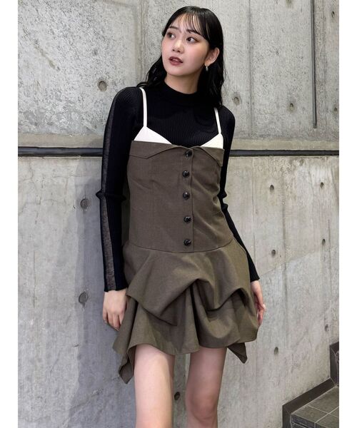 MURUA（ムルーア）の「タックバルーンミニジャンスカ（ワンピース・レディース・ブラック/ブラウン・FREE）」の5枚目の写真