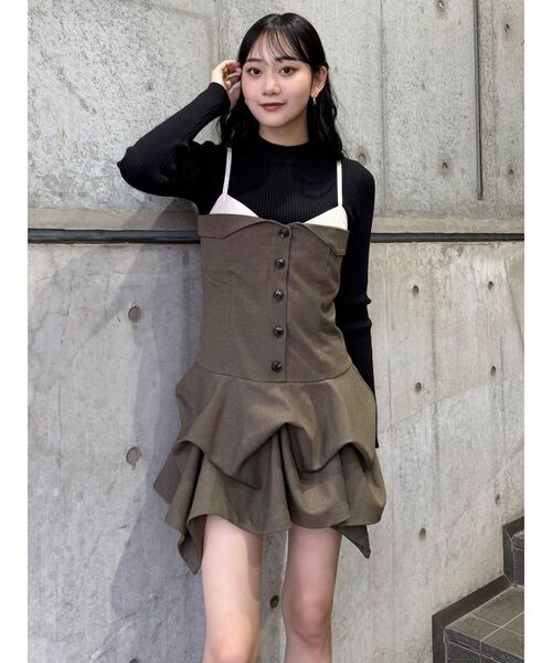 MURUA（ムルーア）の「タックバルーンミニジャンスカ（ワンピース・レディース・ブラック/ブラウン・FREE）」の6枚目の写真