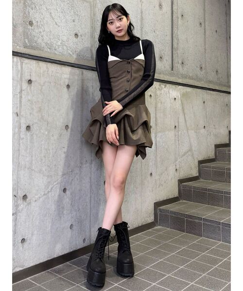 MURUA（ムルーア）の「タックバルーンミニジャンスカ（ワンピース・レディース・ブラック/ブラウン・FREE）」の9枚目の写真