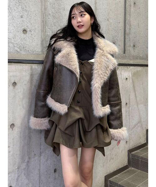 MURUA（ムルーア）の「タックバルーンミニジャンスカ（ワンピース・レディース・ブラック/ブラウン・FREE）」の10枚目の写真