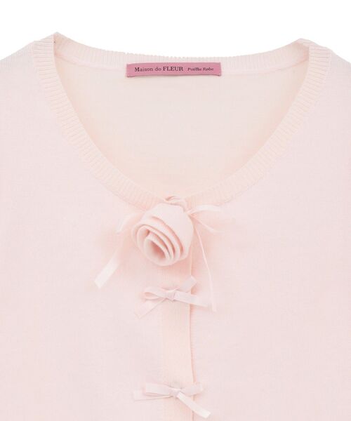 Maison de FLEUR（メゾンドフルール）の「ローズニットカーディガン（カーディガン/ボレロ・レディース・ブラック/ライトピンク・FREE）」の13枚目の写真